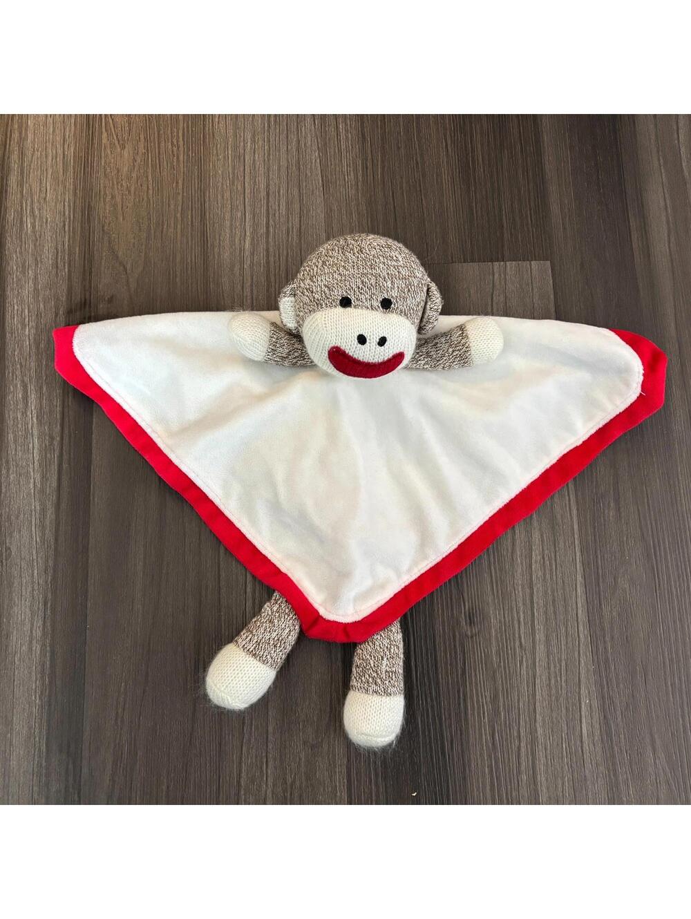 Baby Starters Sock Monkey Lovey Plush Baby Rattle Security Blanket White